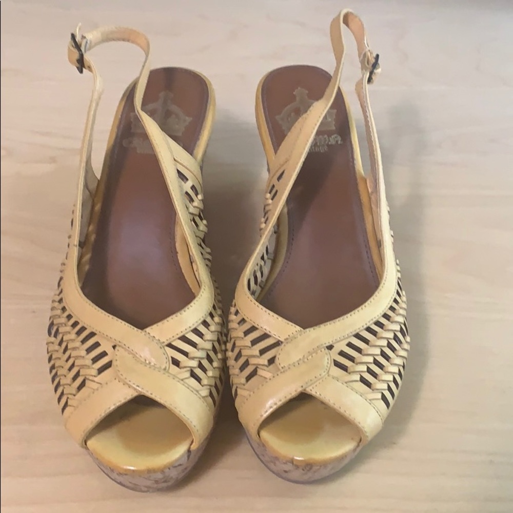 HP! 🎉 Yellow leather slingback wedges